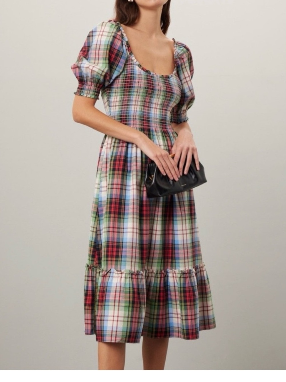 Hill House Multi/White Tartan Louisa nap dress 100% cotton size XS